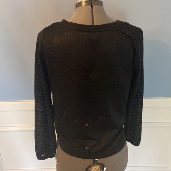 H&M Black Burnout Long Sleeved Black Top- Size Small - Picture 3 of 5